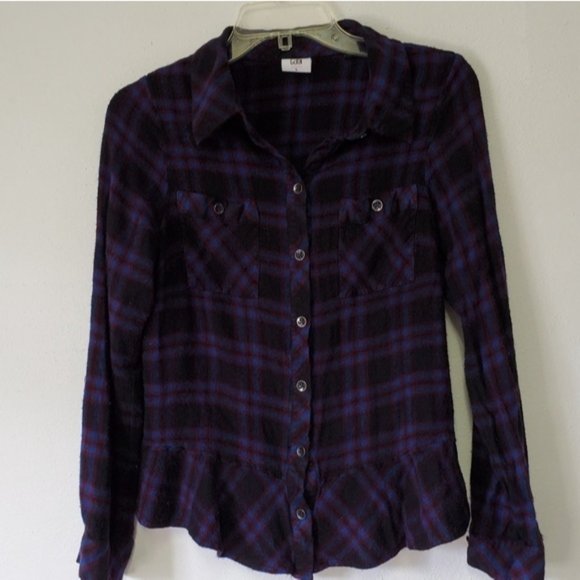 Cabi/ Black & Blue Ruffle Flannel - Picture 1 of 4